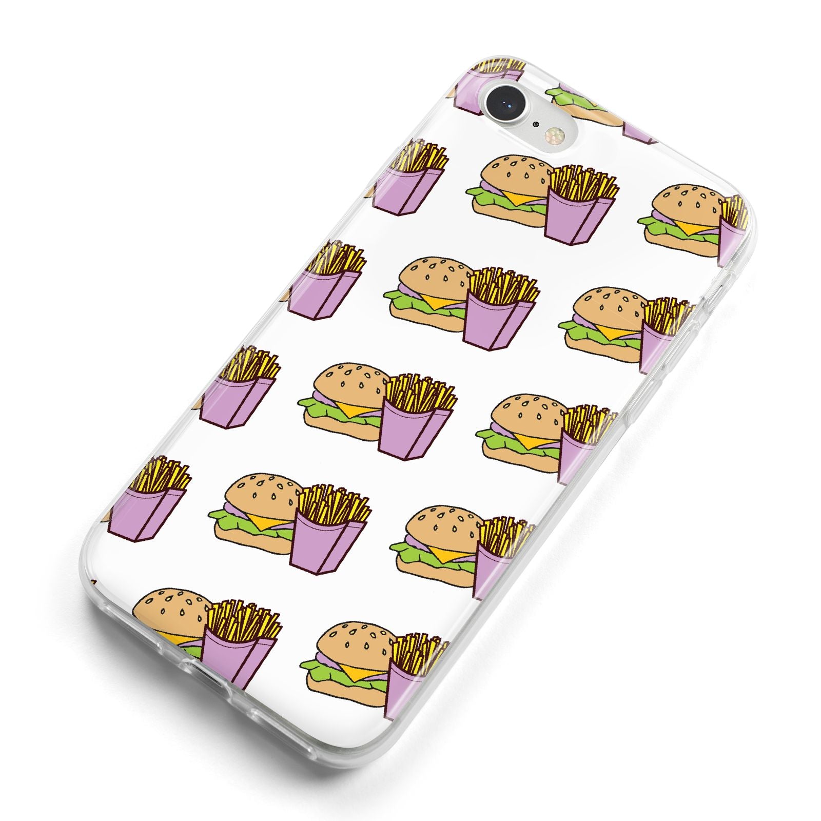 Burger Fries Fast Food iPhone 8 Bumper Case on Silver iPhone Alternative Image