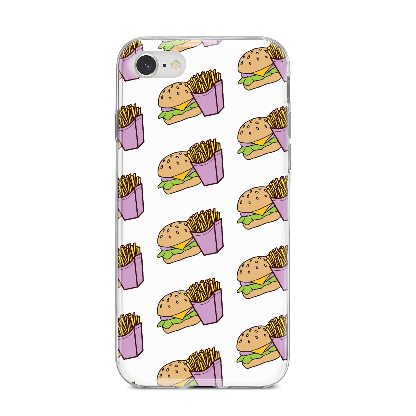 Burger Fries Fast Food iPhone 8 Bumper Case on Silver iPhone