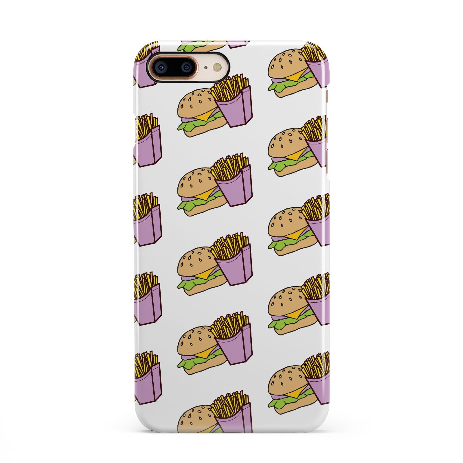 Burger Fries Fast Food iPhone 8 Plus 3D Snap Case on Gold Phone