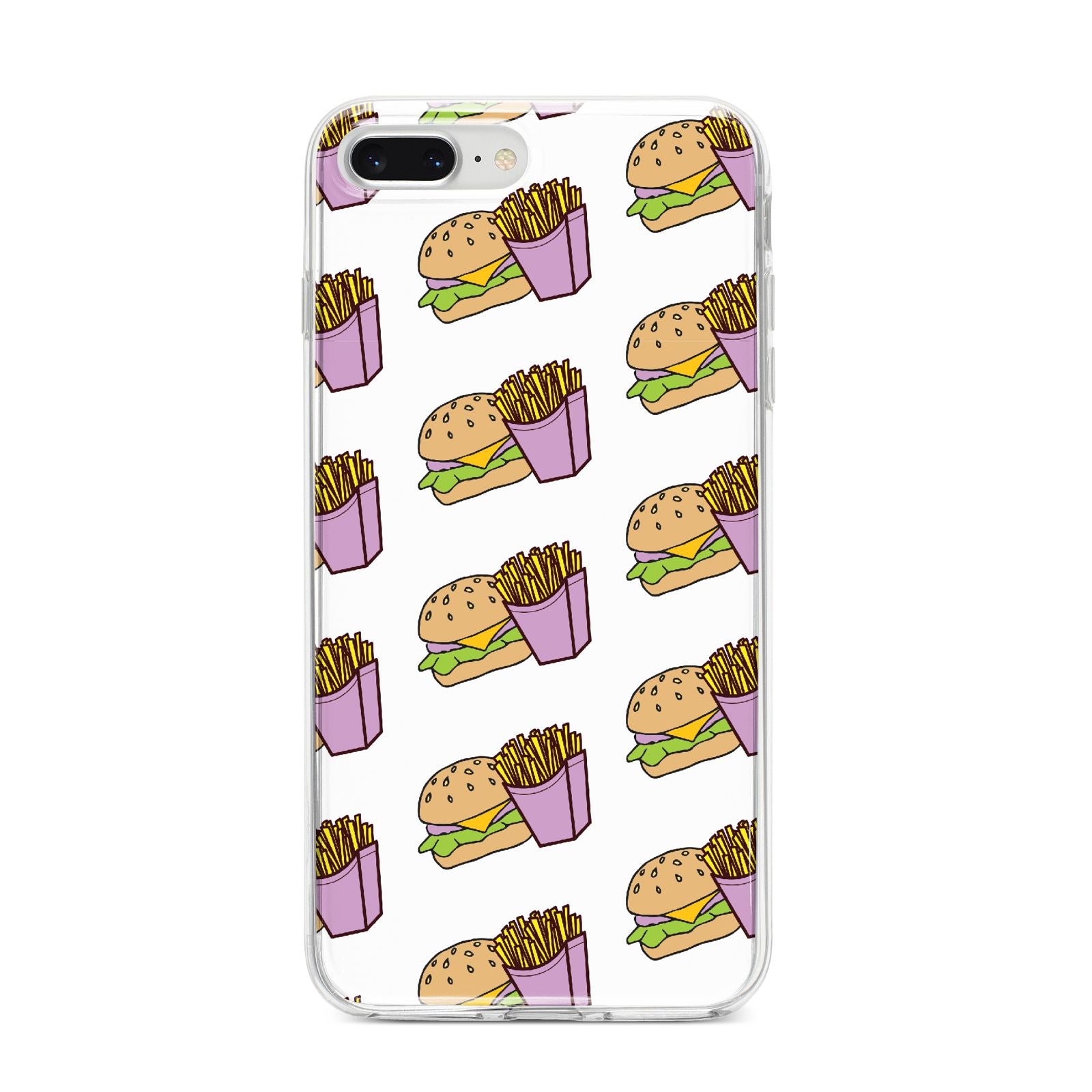 Burger Fries Fast Food iPhone 8 Plus Bumper Case on Silver iPhone
