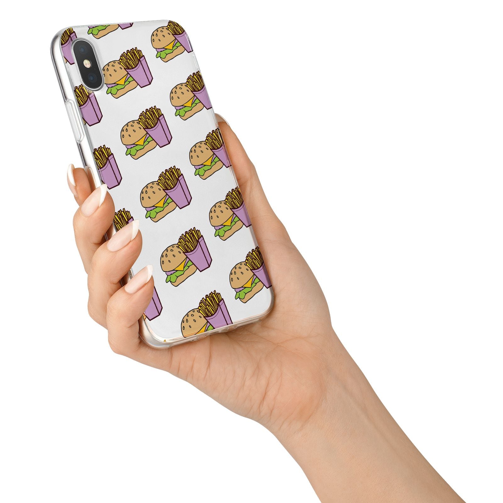 Burger Fries Fast Food iPhone X Bumper Case on Silver iPhone Alternative Image 2