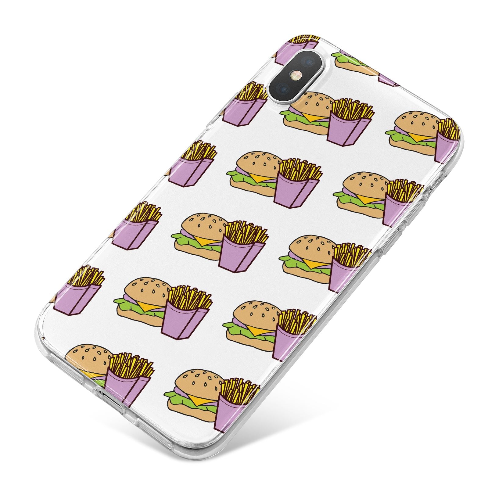 Burger Fries Fast Food iPhone X Bumper Case on Silver iPhone