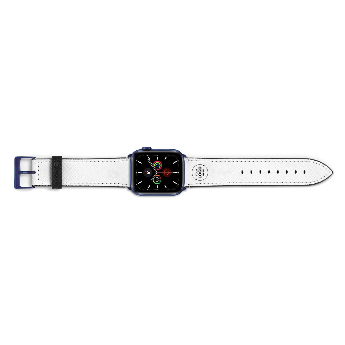 Business Logo Custom Apple Watch Strap Landscape Image Blue Hardware