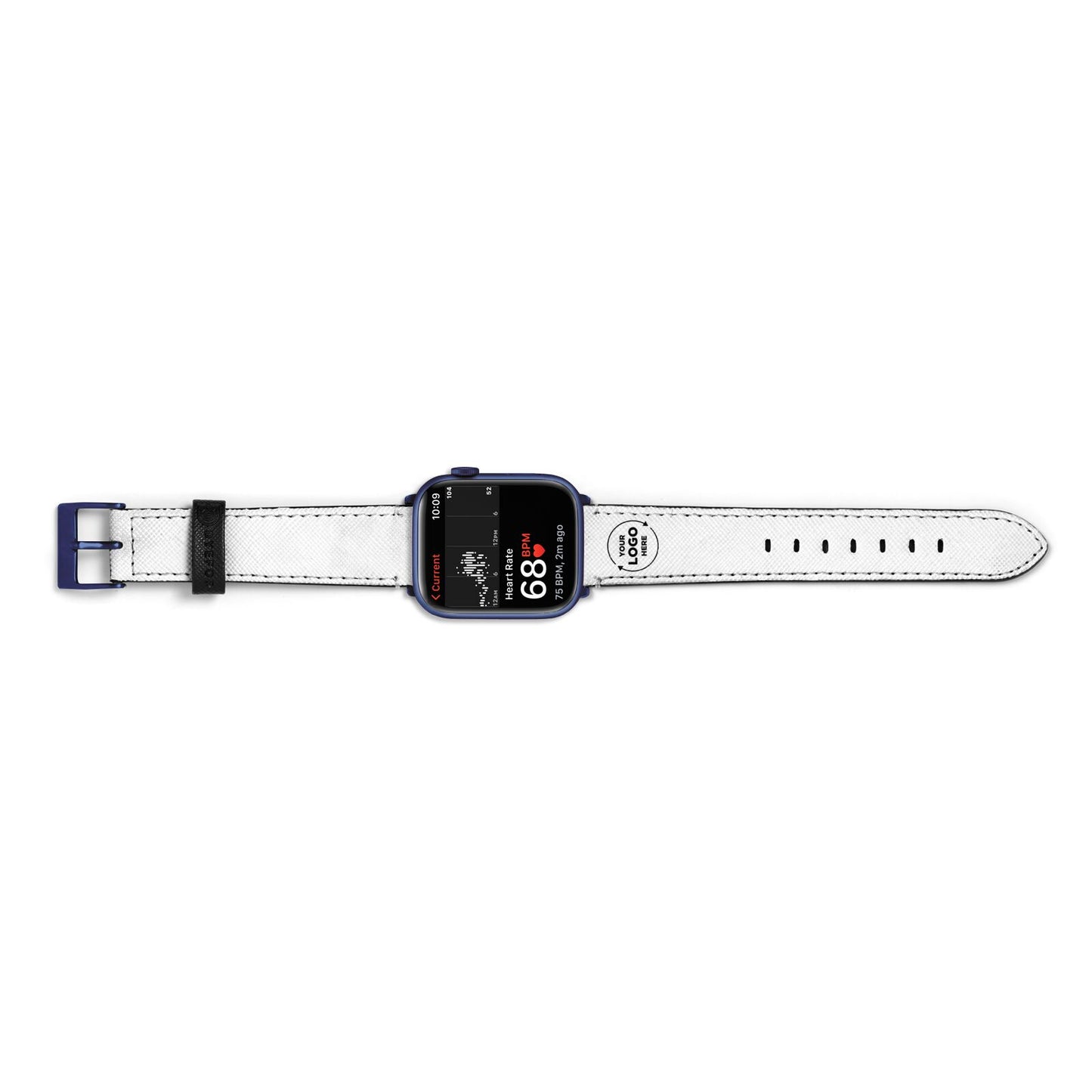 Business Logo Custom Apple Watch Strap Size 38mm Landscape Image Blue Hardware