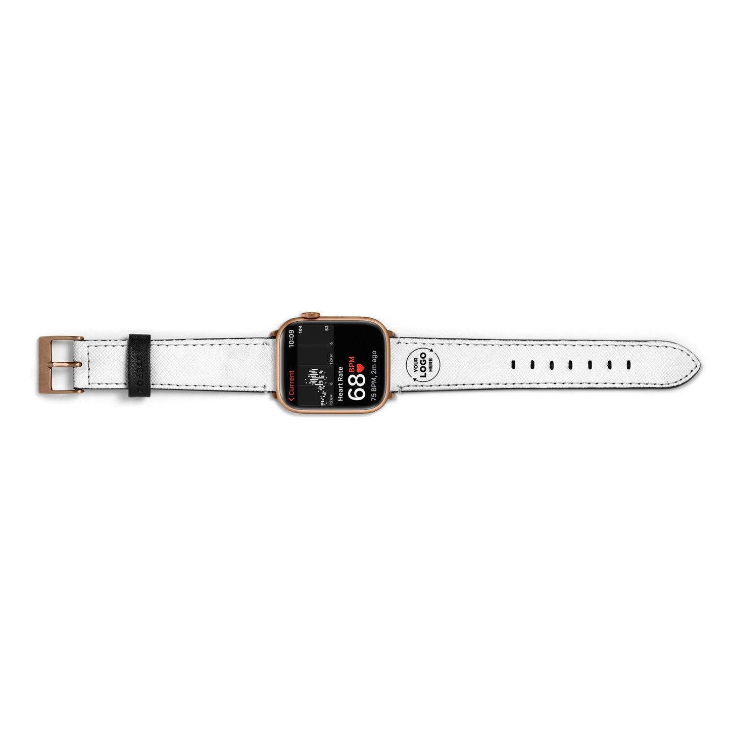 Business Logo Custom Apple Watch Strap Size 38mm Landscape Image Gold Hardware