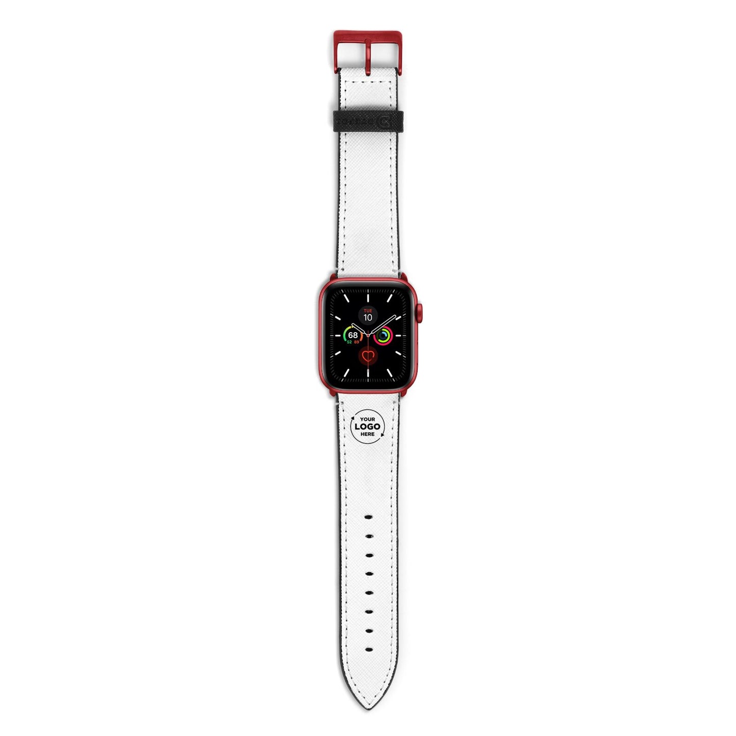 Business Logo Custom Apple Watch Strap with Red Hardware
