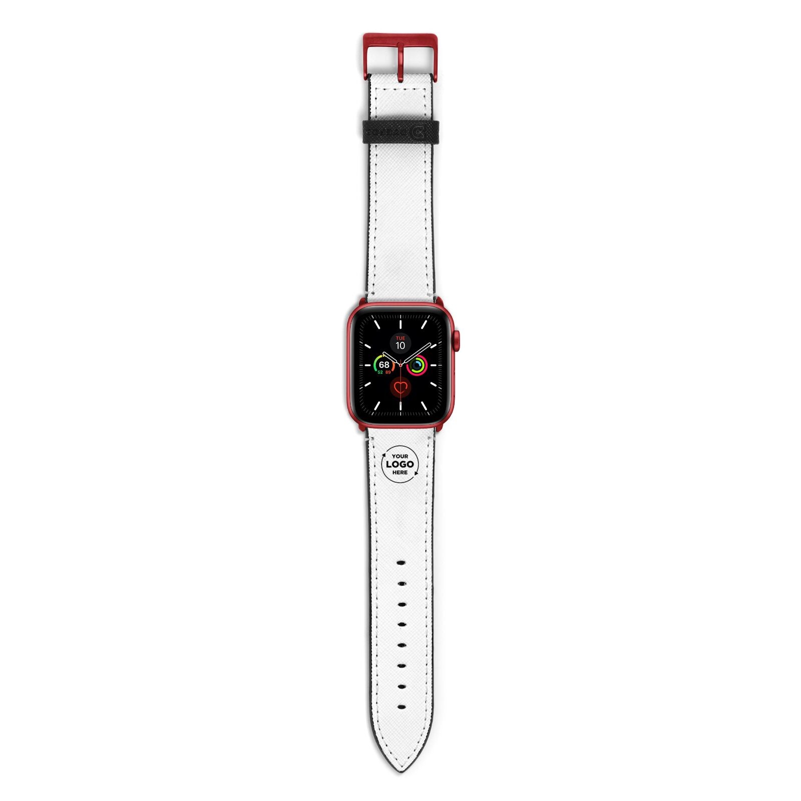 Business Logo Custom Apple Watch Strap with Red Hardware