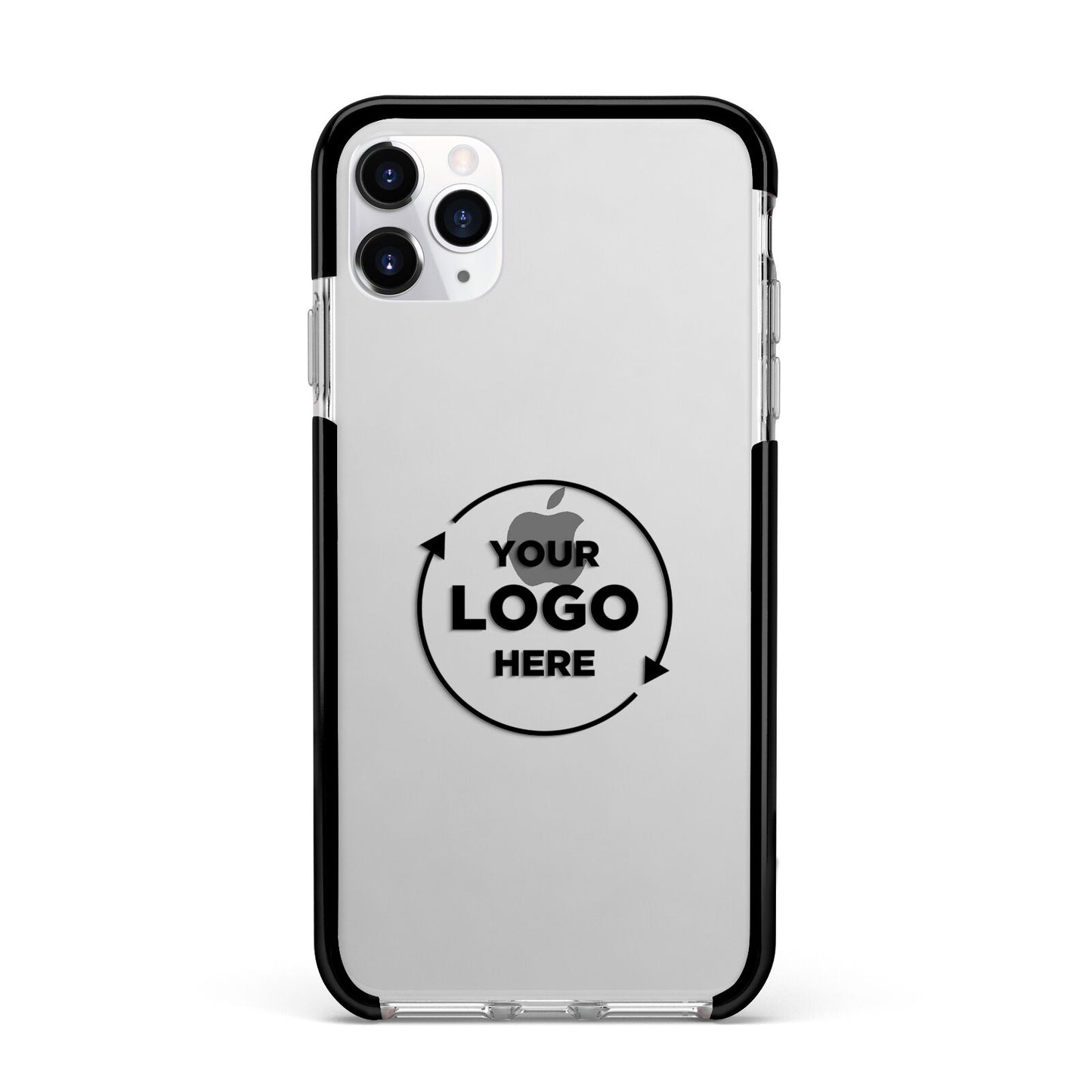 Business Logo Custom Apple iPhone 11 Pro Max in Silver with Black Impact Case