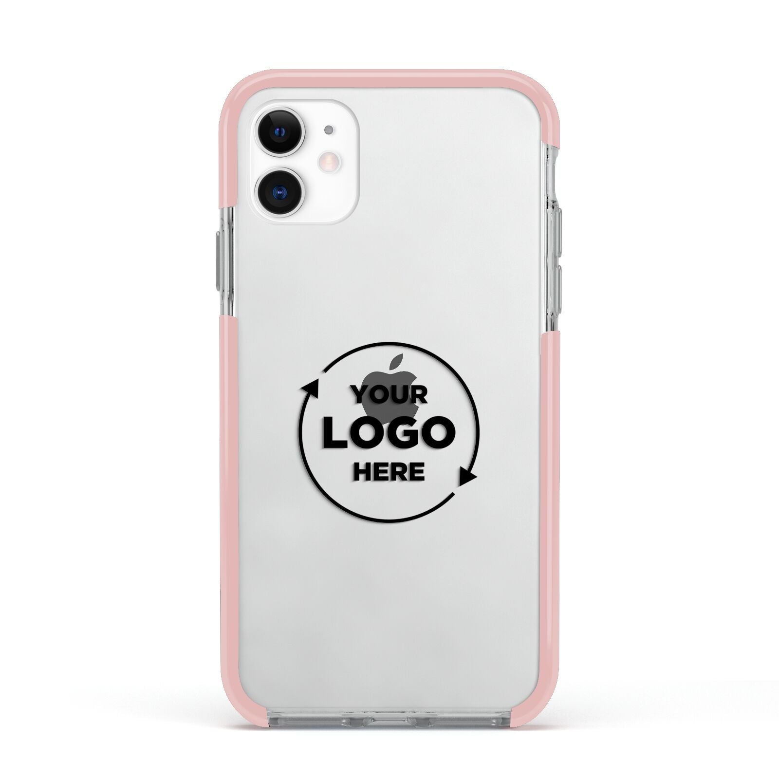 Business Logo Custom Apple iPhone 11 in White with Pink Impact Case