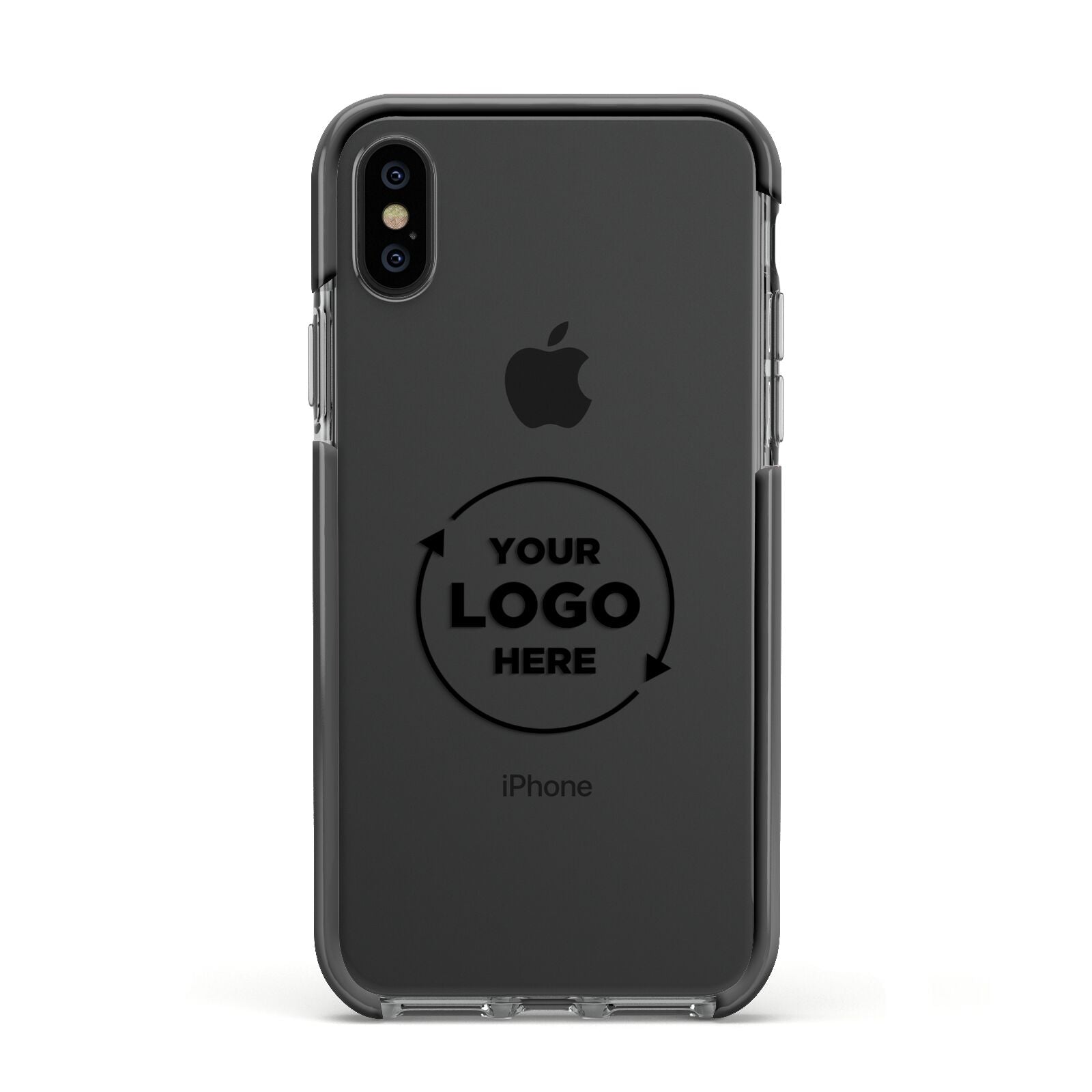Business Logo Custom Apple iPhone Xs Impact Case Black Edge on Black Phone