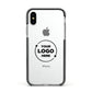 Business Logo Custom Apple iPhone Xs Impact Case Black Edge on Silver Phone