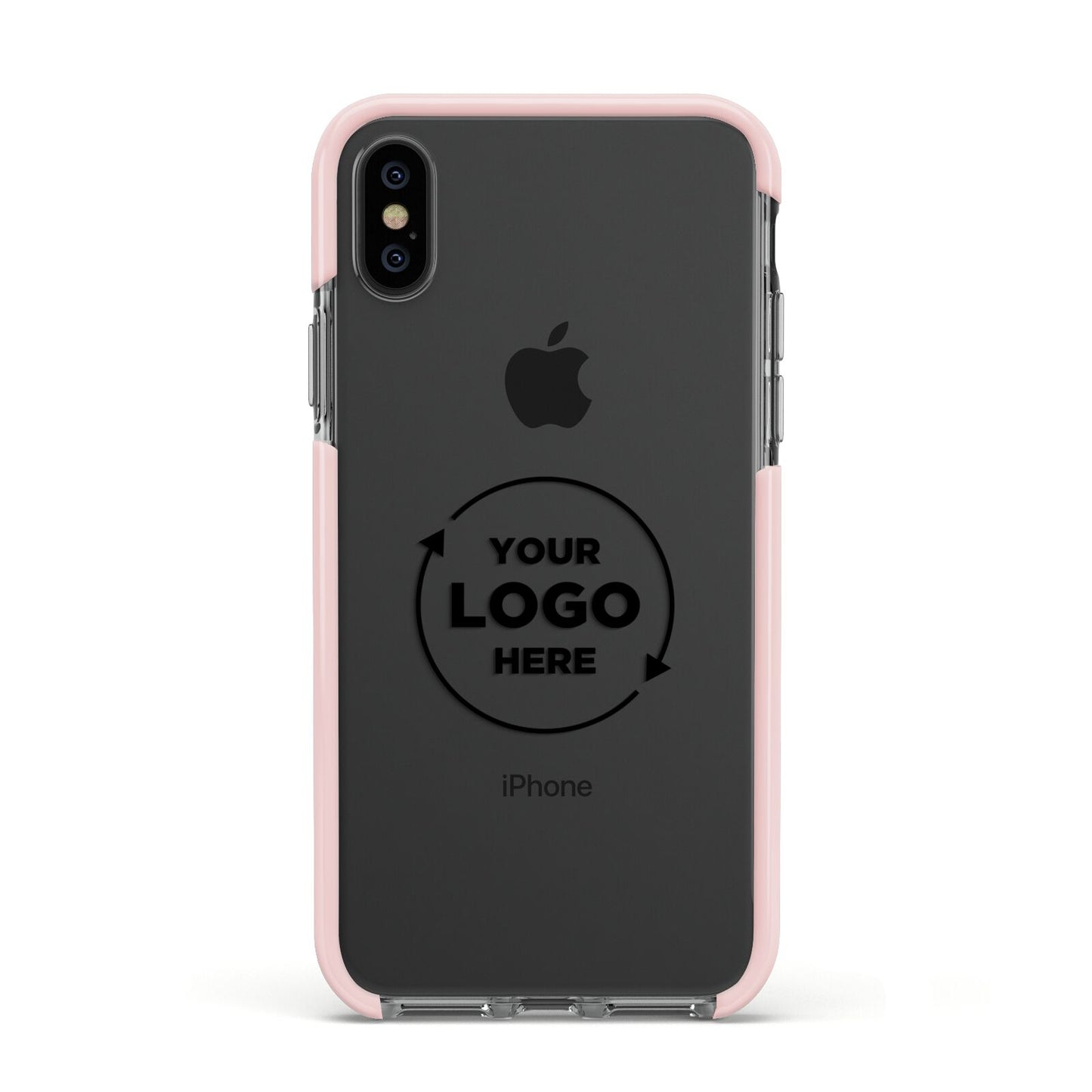 Business Logo Custom Apple iPhone Xs Impact Case Pink Edge on Black Phone