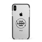 Business Logo Custom Apple iPhone Xs Max Impact Case Black Edge on Silver Phone