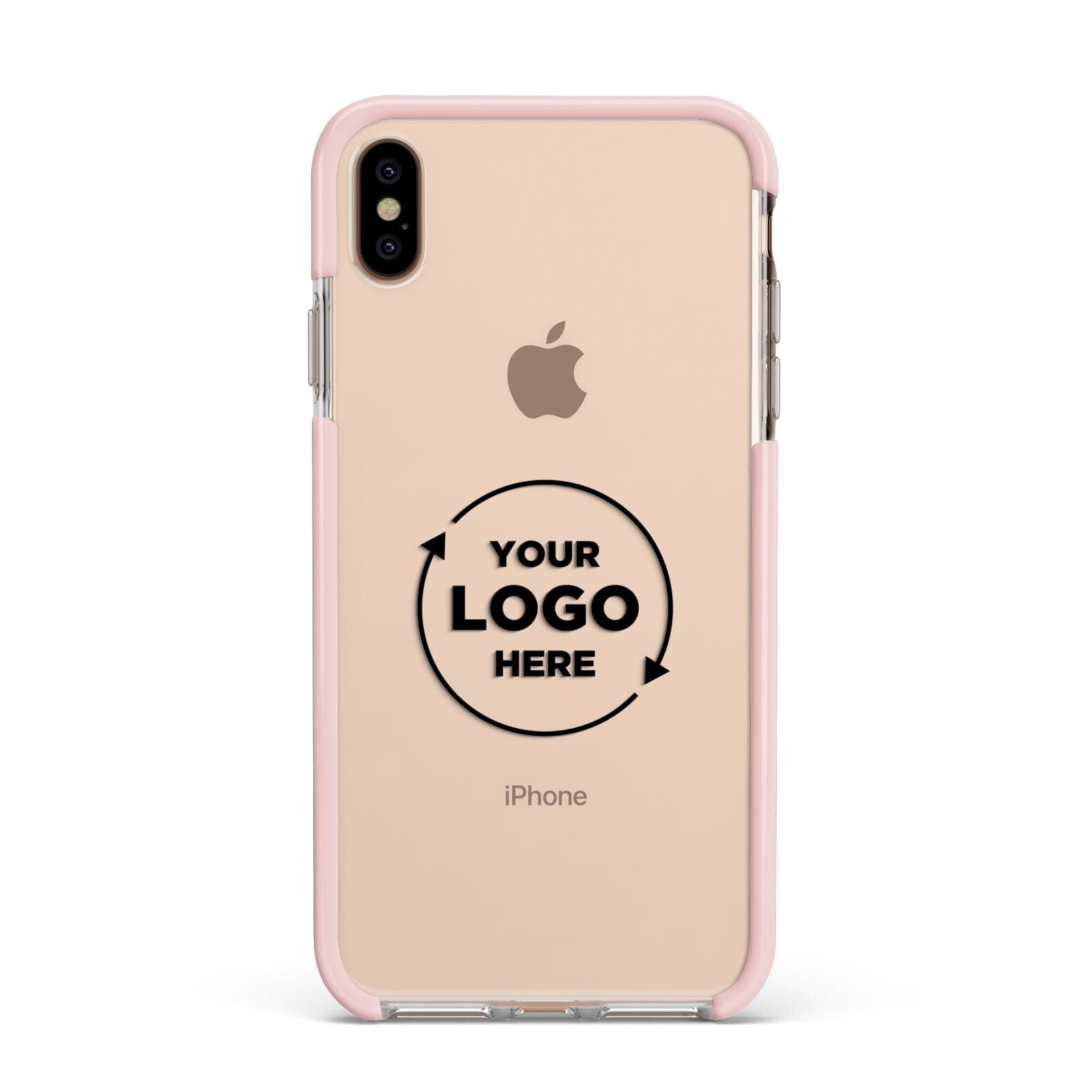 Business Logo Custom Apple iPhone Xs Max Impact Case Pink Edge on Gold Phone