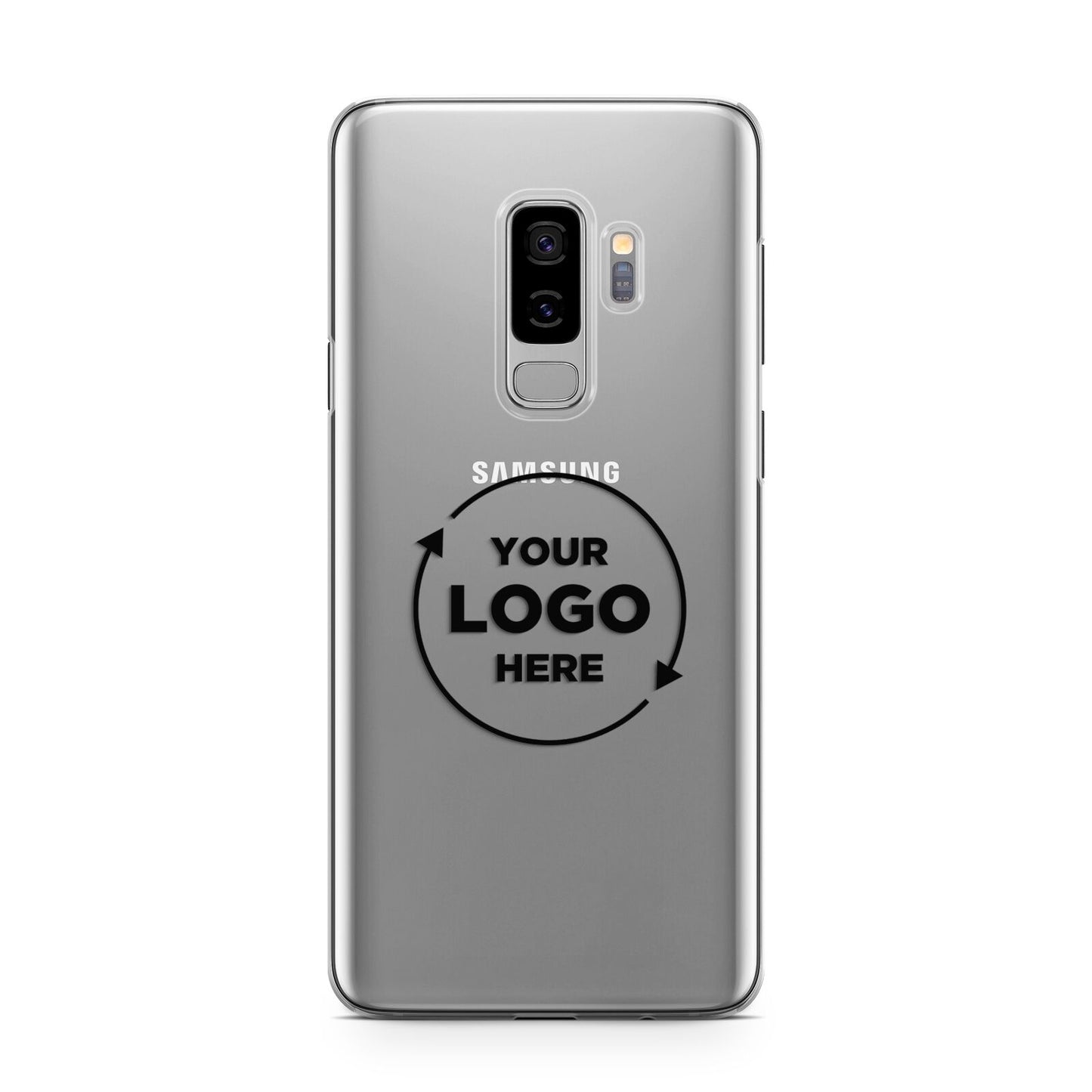 Business Logo Custom Samsung Galaxy S9 Plus Case on Silver phone