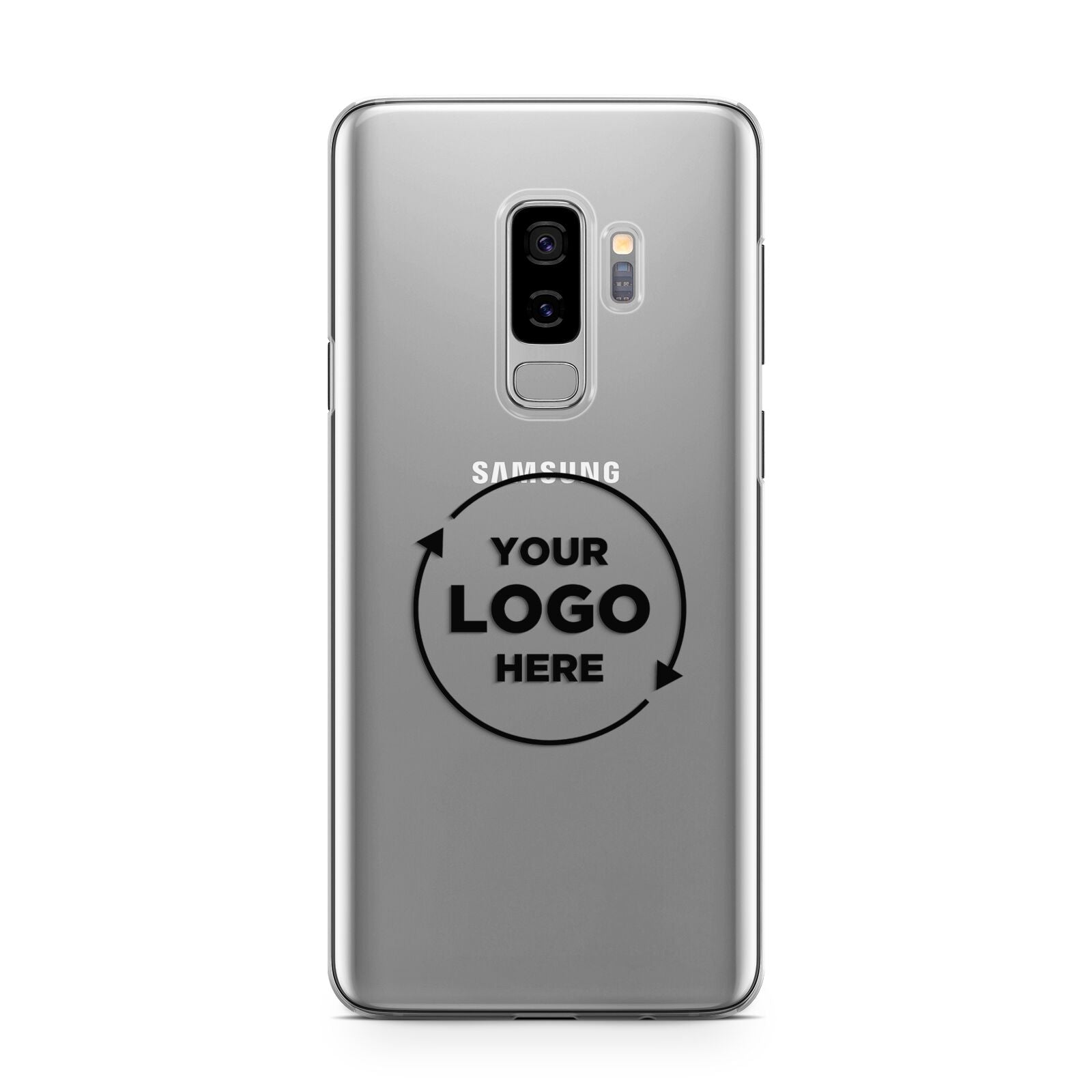 Business Logo Custom Samsung Galaxy S9 Plus Case on Silver phone