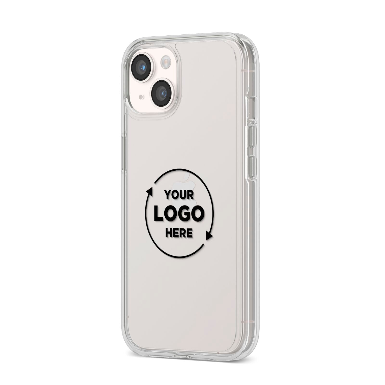 Business Logo Custom iPhone 14 Clear Tough Case Starlight Angled Image