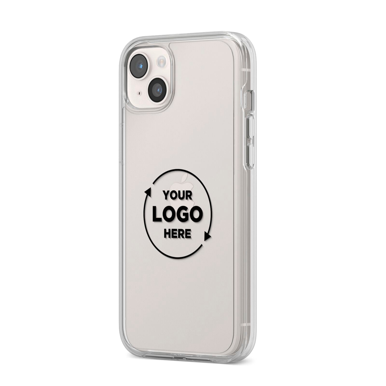 Business Logo Custom iPhone 14 Plus Clear Tough Case Starlight Angled Image