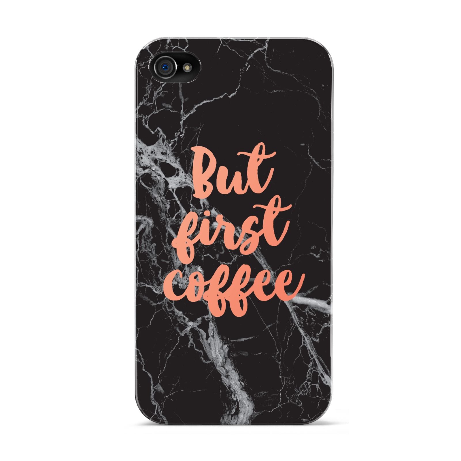 But First Coffee Black Marble Effect Apple iPhone 4s Case