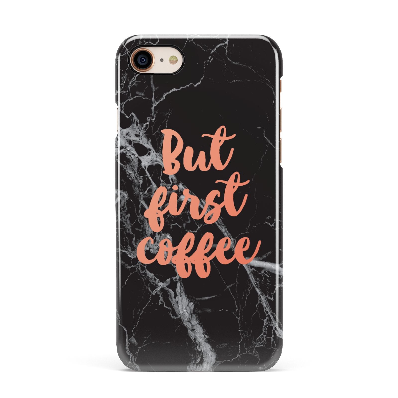 But First Coffee Black Marble Effect Apple iPhone 7 8 3D Snap Case