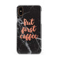 But First Coffee Black Marble Effect Apple iPhone XS 3D Snap Case