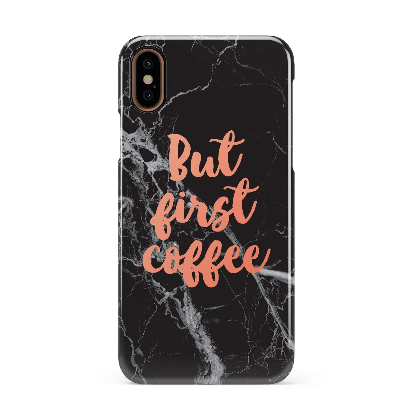 But First Coffee Black Marble Effect Apple iPhone XS 3D Snap Case