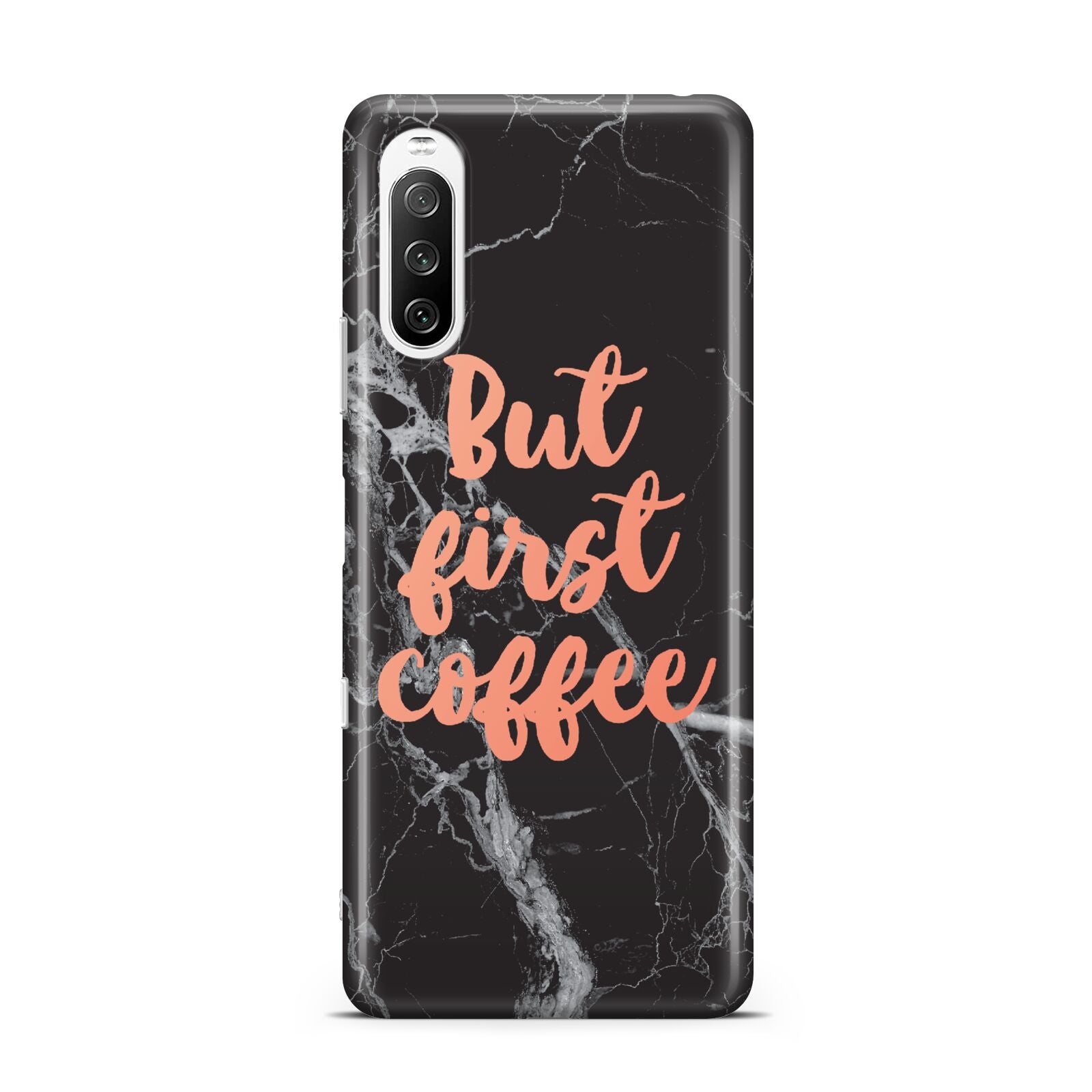 But First Coffee Black Marble Effect Sony Xperia 10 III Case