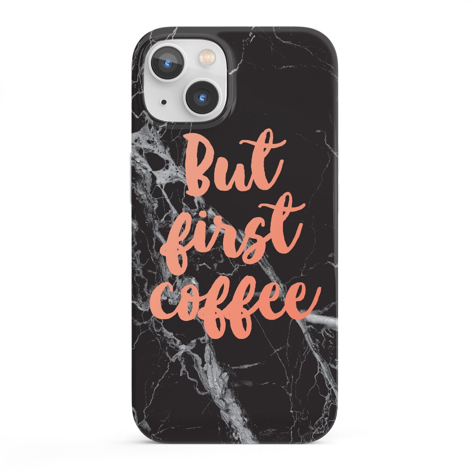 But First Coffee Black Marble Effect iPhone 13 Full Wrap 3D Snap Case