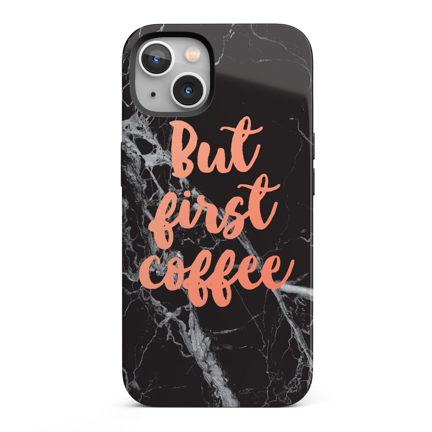 But First Coffee Black Marble Effect iPhone 13 Full Wrap 3D Tough Case