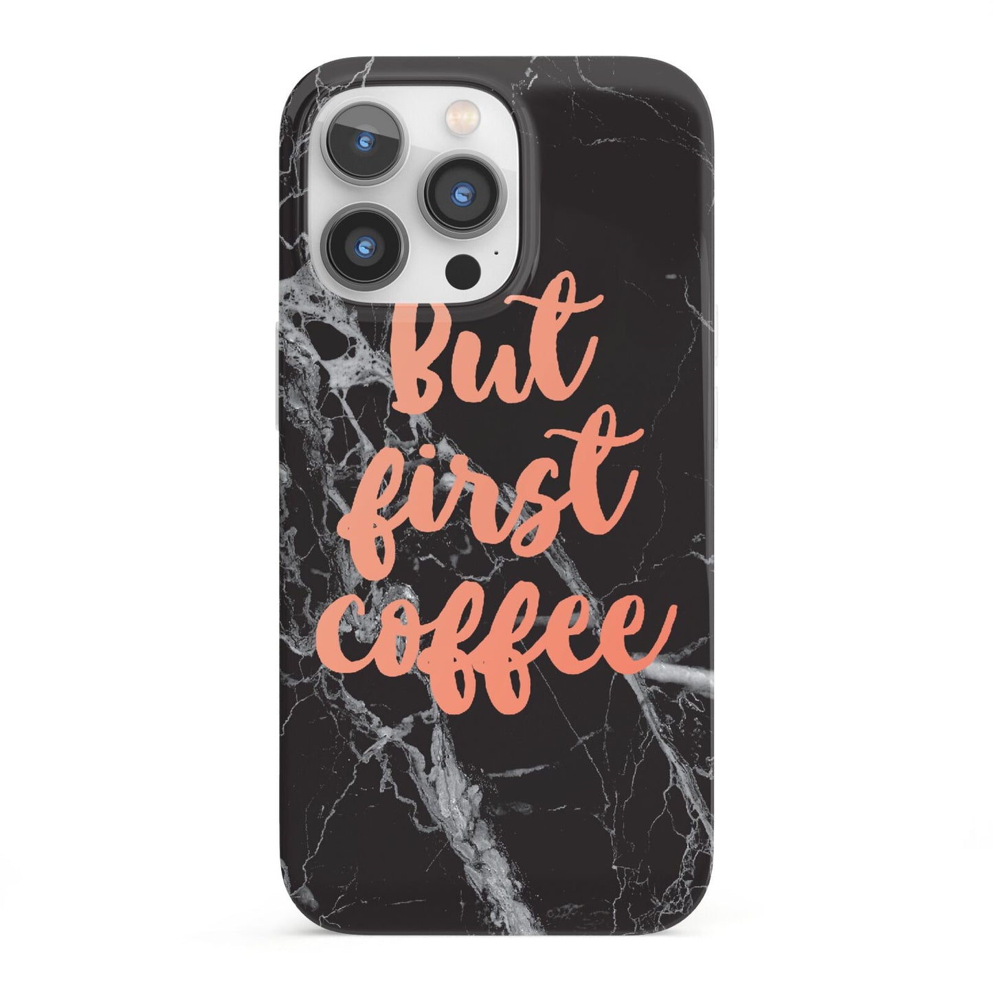 But First Coffee Black Marble Effect iPhone 13 Pro Full Wrap 3D Snap Case