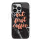 But First Coffee Black Marble Effect iPhone 13 Pro Full Wrap 3D Tough Case