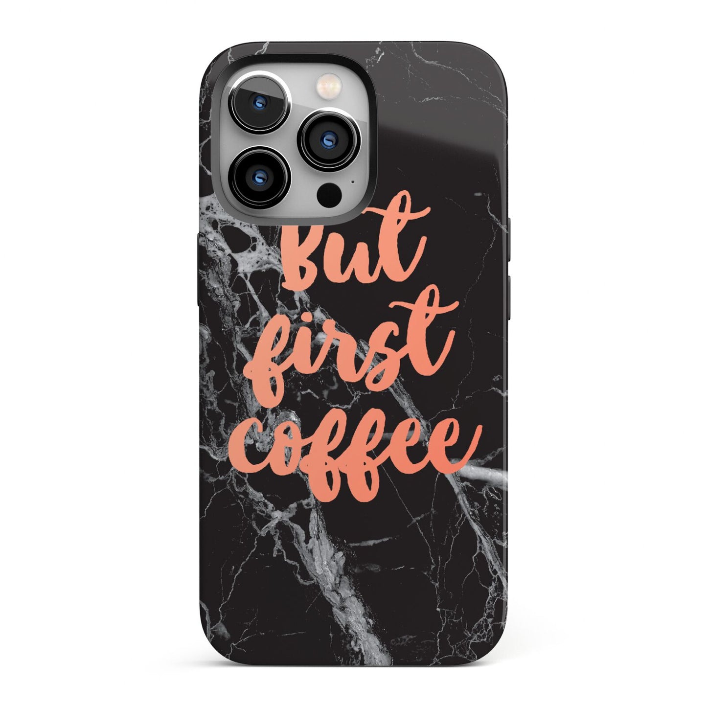But First Coffee Black Marble Effect iPhone 13 Pro Full Wrap 3D Tough Case