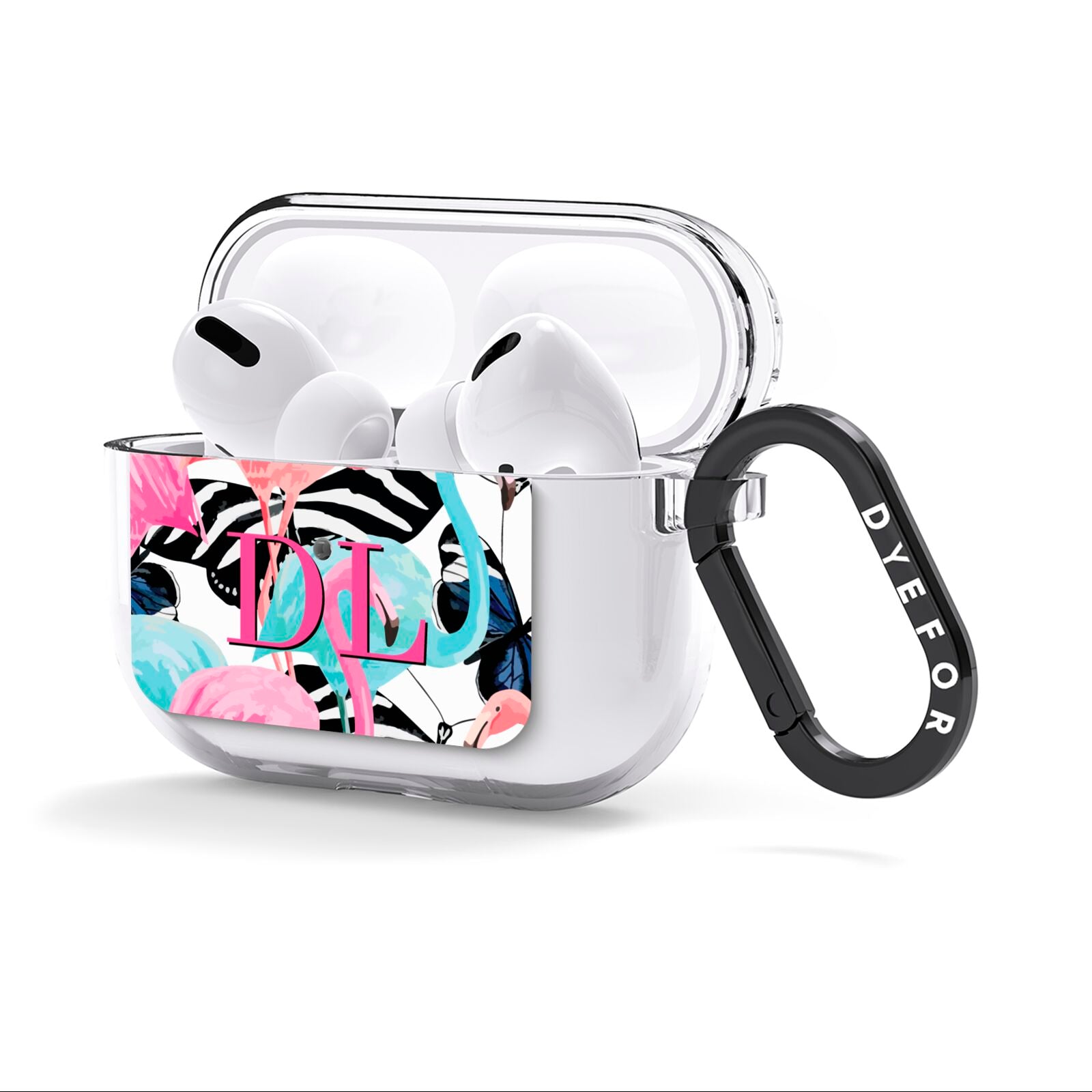 Butterflies Flamingos AirPods Clear Case 3rd Gen Side Image