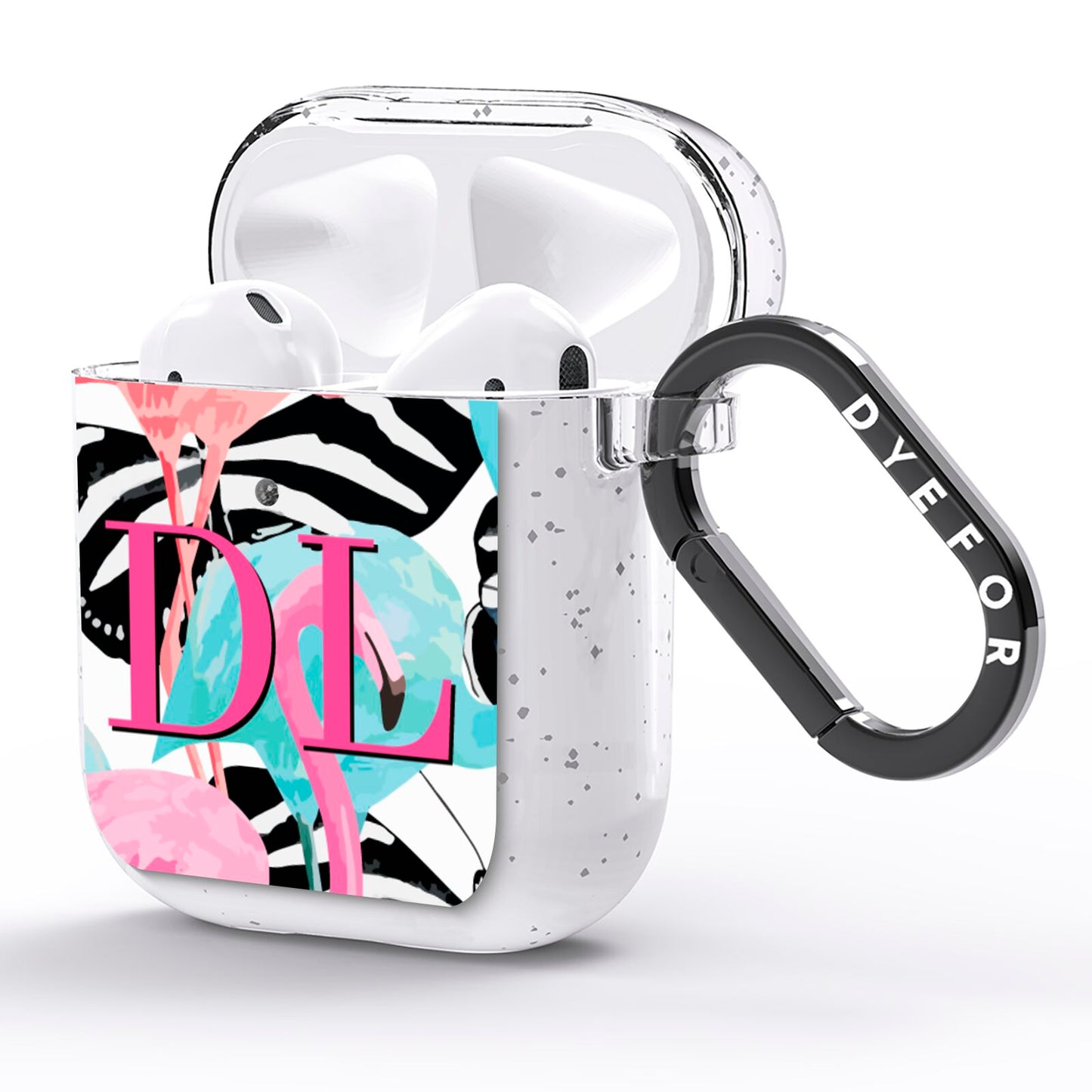 Butterflies Flamingos AirPods Glitter Case Side Image