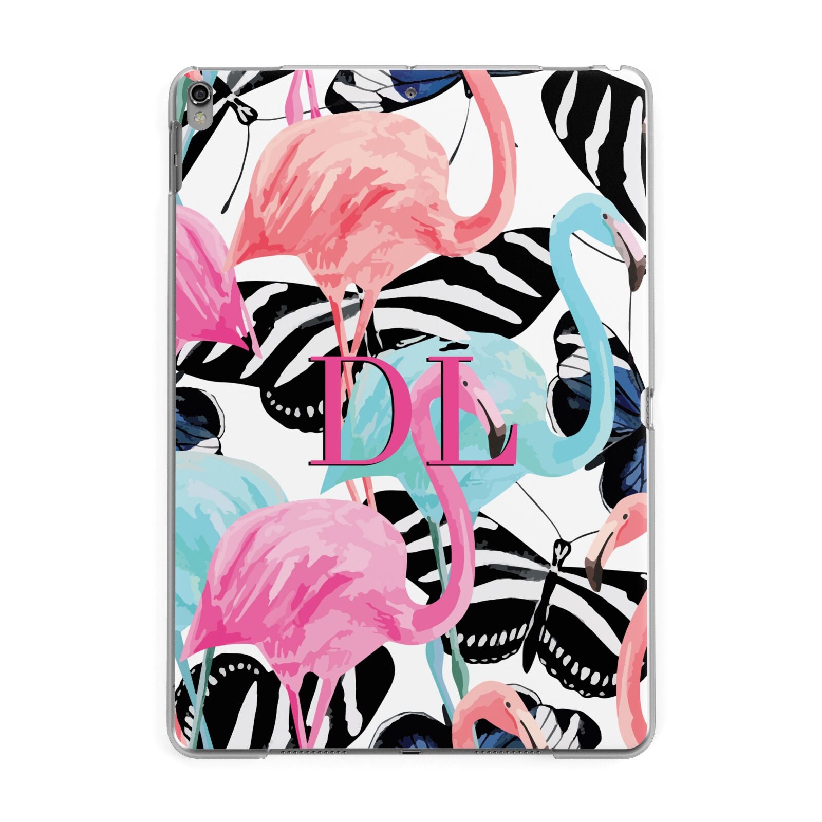 Butterflies Flamingos Apple iPad Grey Case