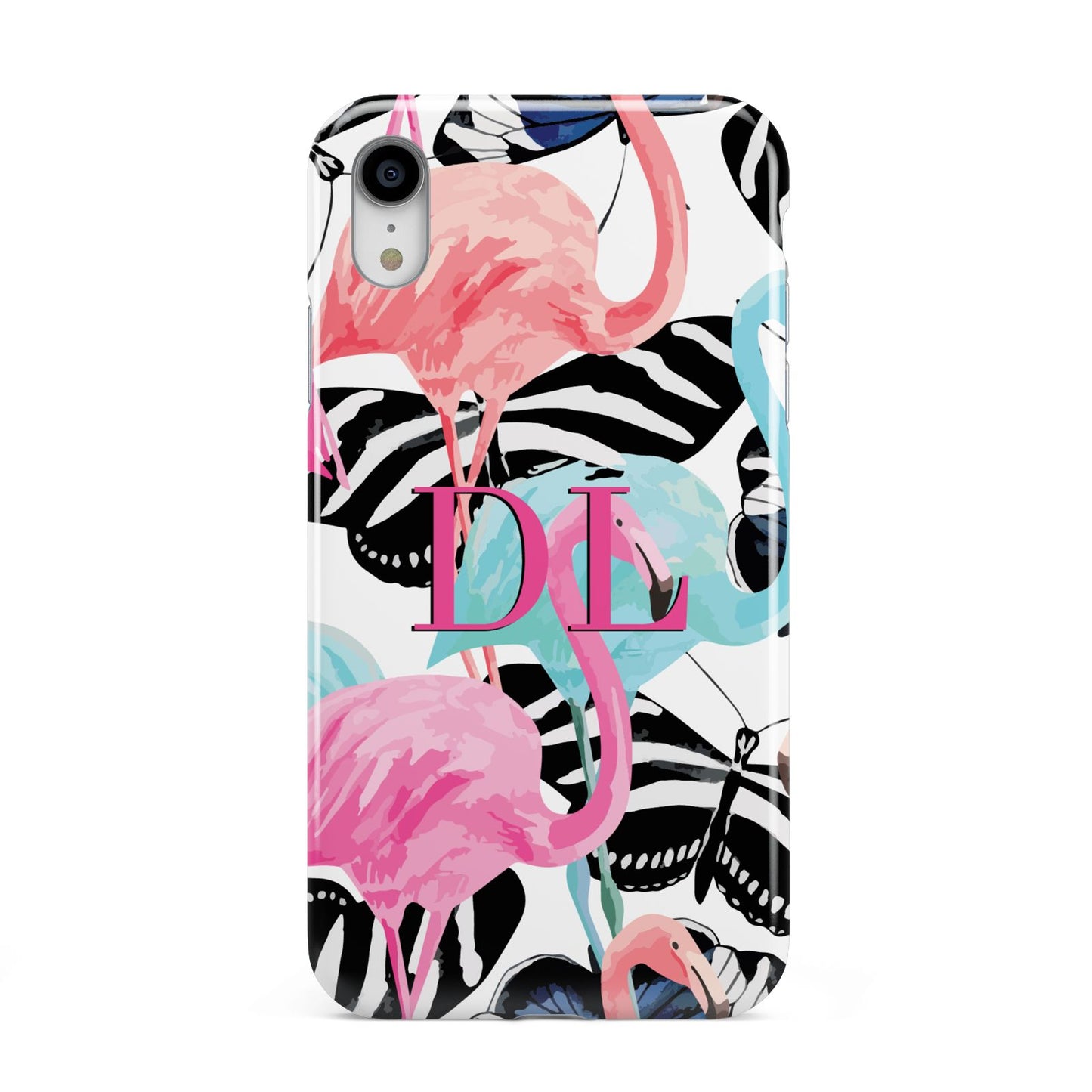 Butterflies Flamingos Apple iPhone XR White 3D Tough Case