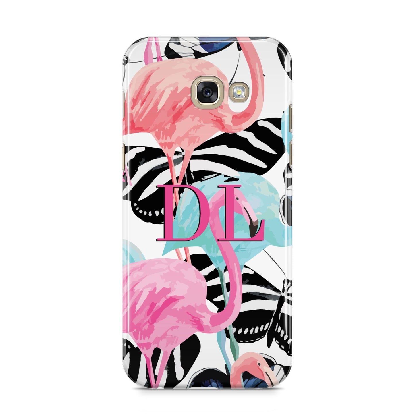 Butterflies Flamingos Samsung Galaxy A5 2017 Case on gold phone