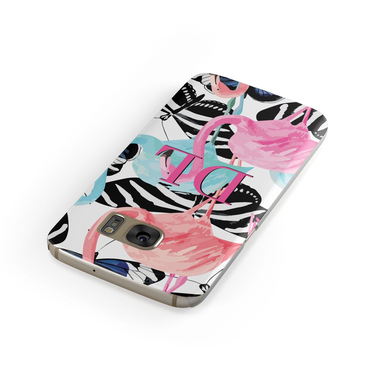 Butterflies Flamingos Samsung Galaxy Case Front Close Up