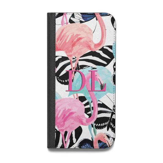 Butterflies Flamingos Vegan Leather Flip iPhone Case