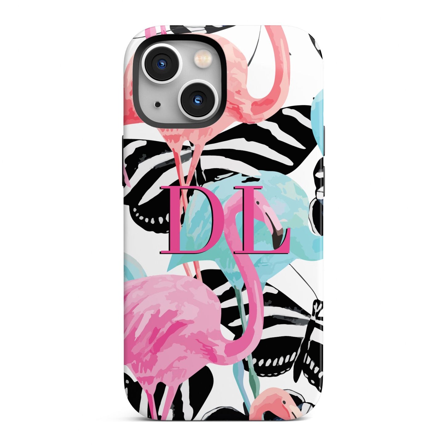 Butterflies Flamingos iPhone 13 Mini Full Wrap 3D Tough Case