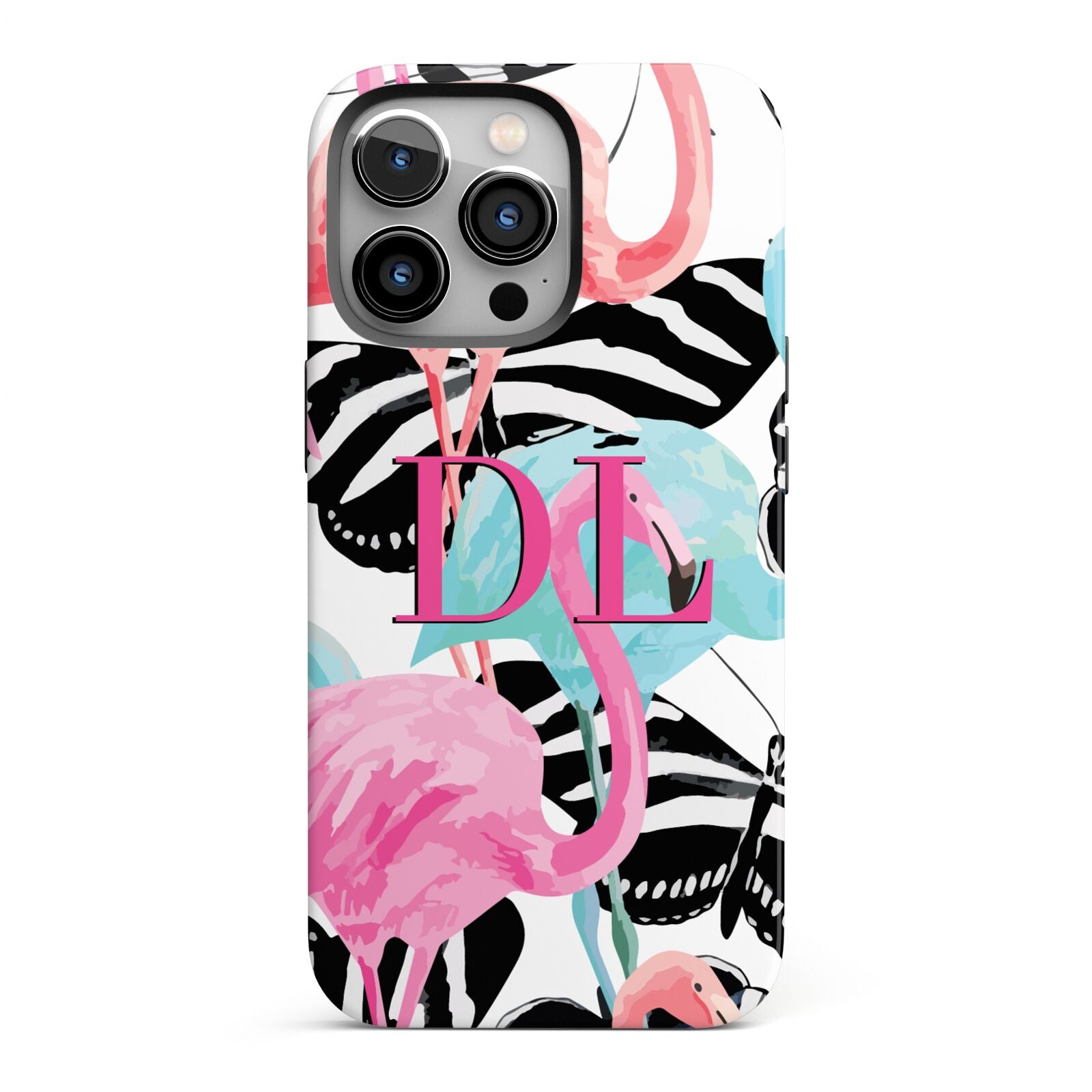 Butterflies Flamingos iPhone 13 Pro Full Wrap 3D Tough Case