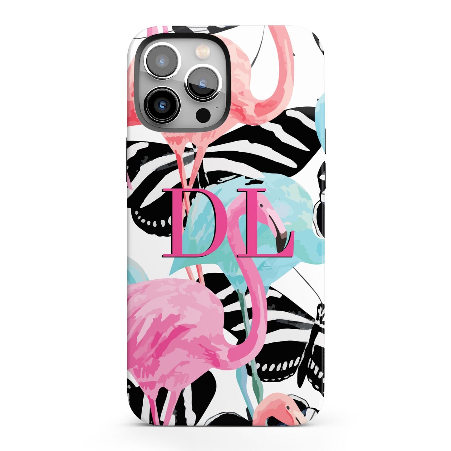 Butterflies Flamingos iPhone 13 Pro Max Full Wrap 3D Tough Case