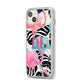 Butterflies Flamingos iPhone 14 Plus Clear Tough Case Starlight Angled Image