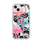 Butterflies Flamingos iPhone 14 Plus Clear Tough Case Starlight