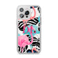 Butterflies Flamingos iPhone 14 Pro Max Clear Tough Case Silver