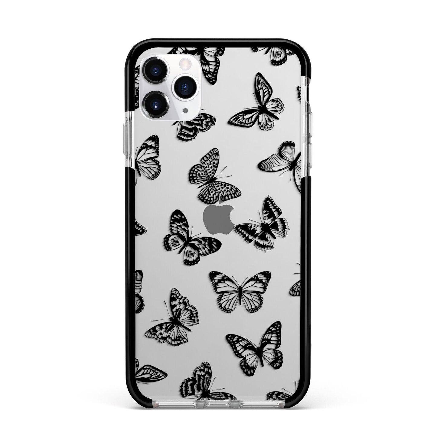 Butterfly Apple iPhone 11 Pro Max in Silver with Black Impact Case