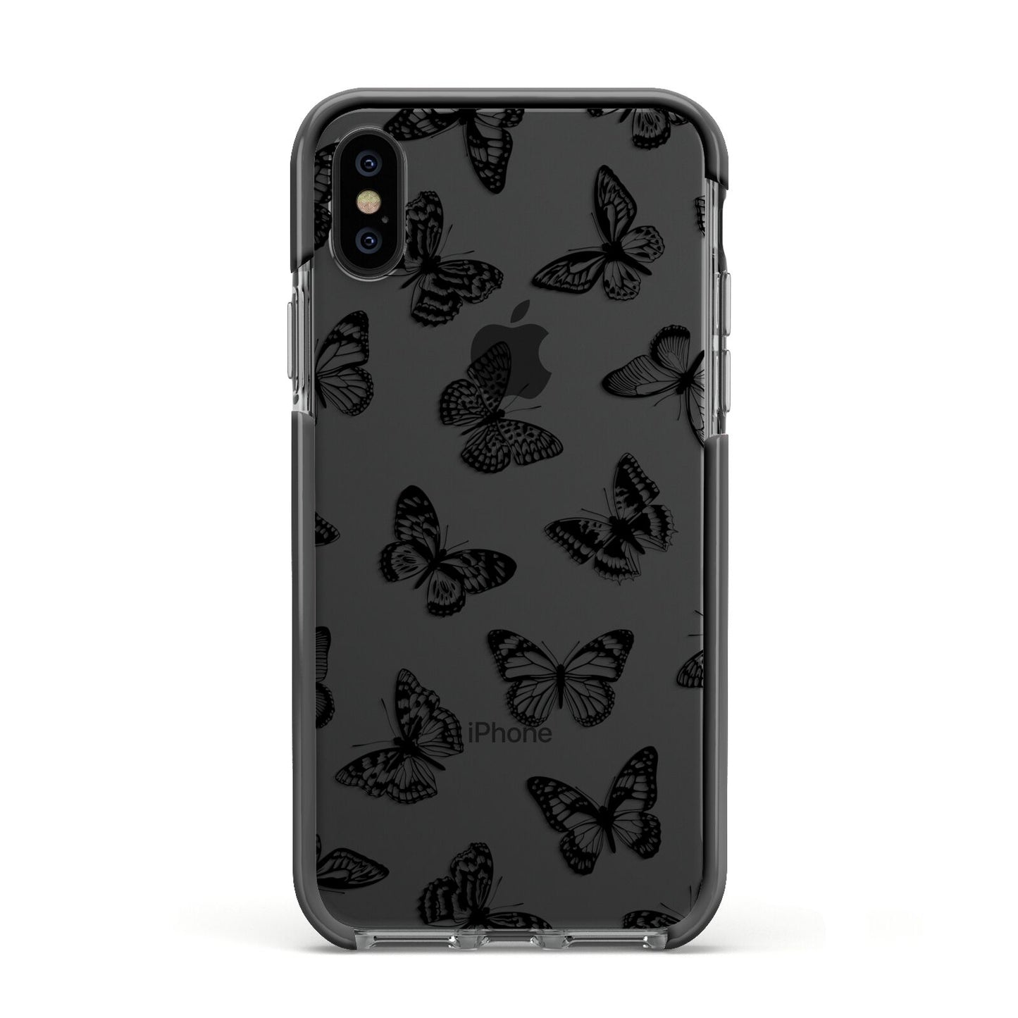 Butterfly Apple iPhone Xs Impact Case Black Edge on Black Phone