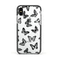 Butterfly Apple iPhone Xs Impact Case Black Edge on Silver Phone