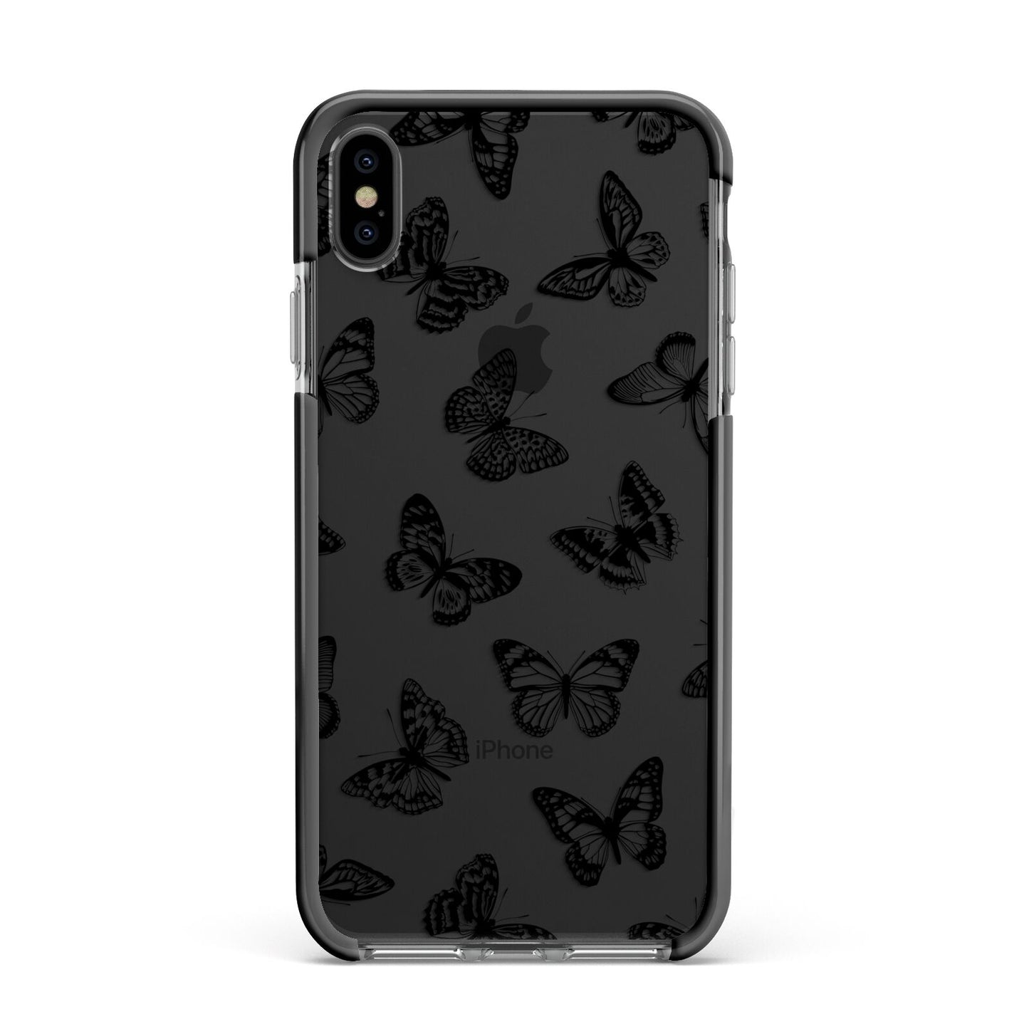 Butterfly Apple iPhone Xs Max Impact Case Black Edge on Black Phone