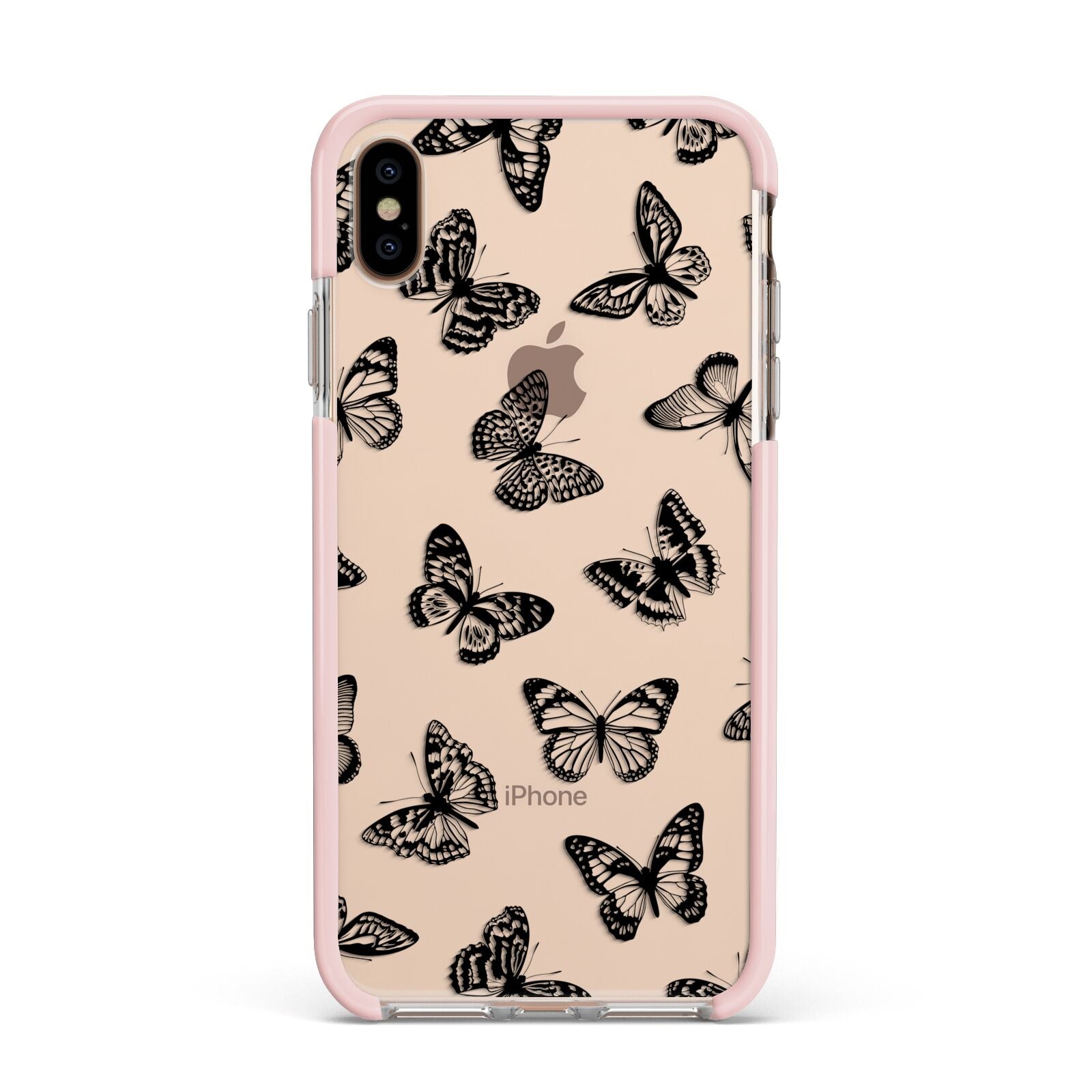 Butterfly Apple iPhone Xs Max Impact Case Pink Edge on Gold Phone